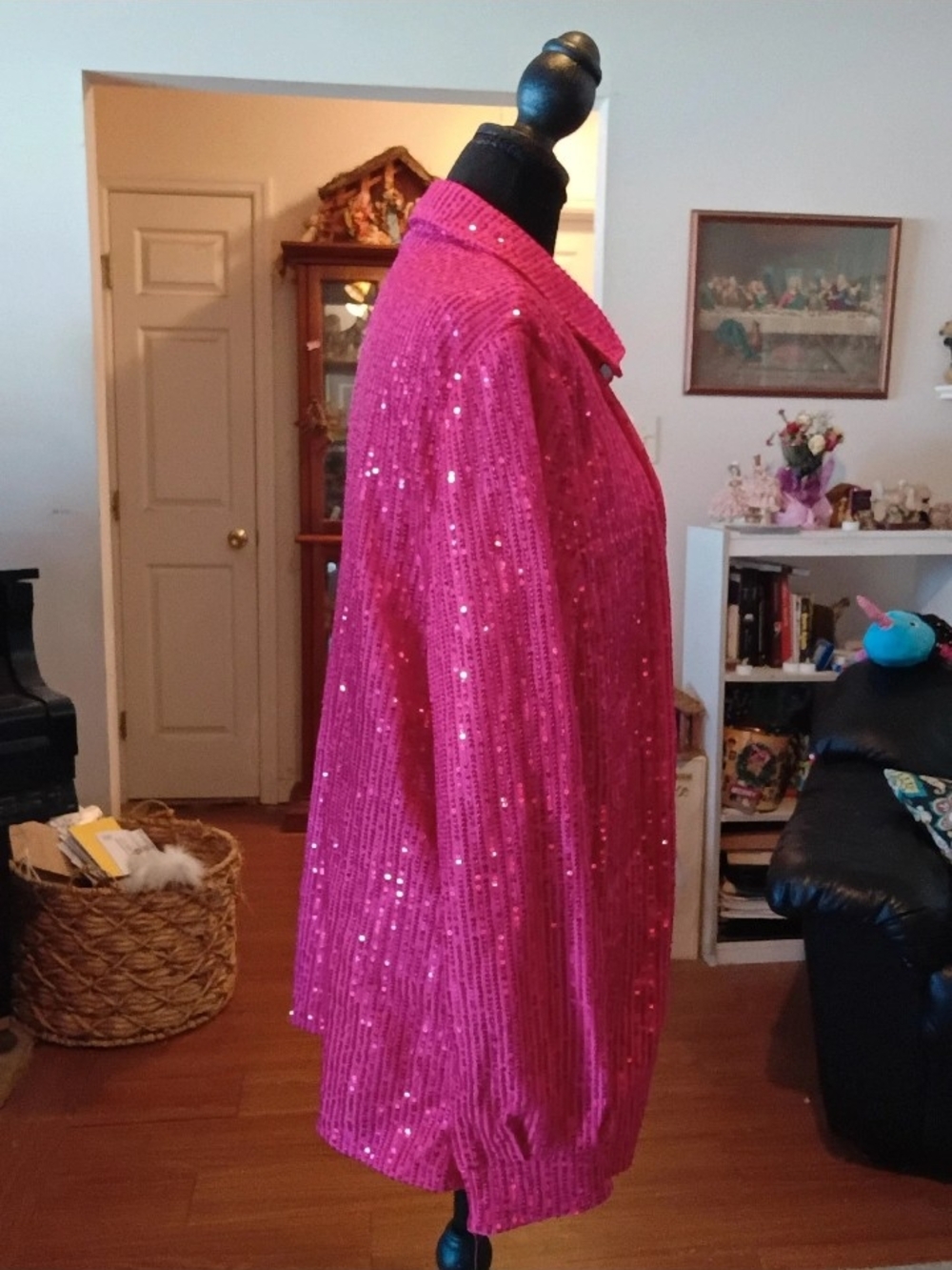 MD&M Women's Hot Pink Sequin Blazer New With Tags Hot Jacket - Picture 3 of 10